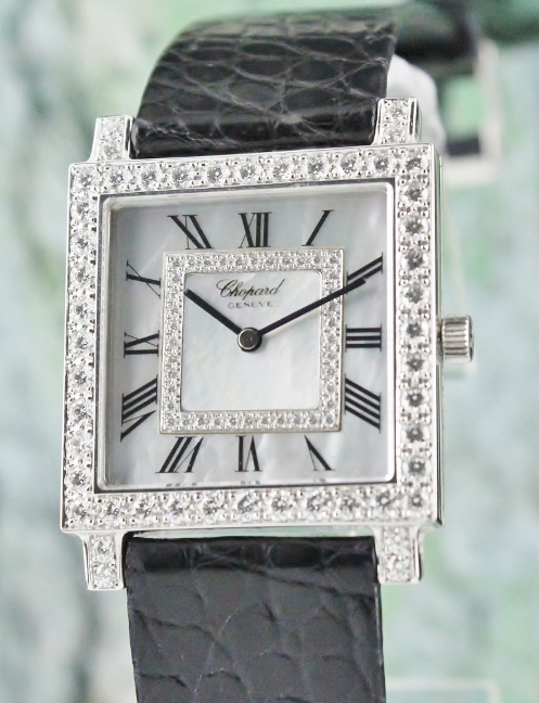 (image for) CHOPARD 18K WHITE GOLD MECHANICAL DIAMOND WATCH / MOP / 17/3296
